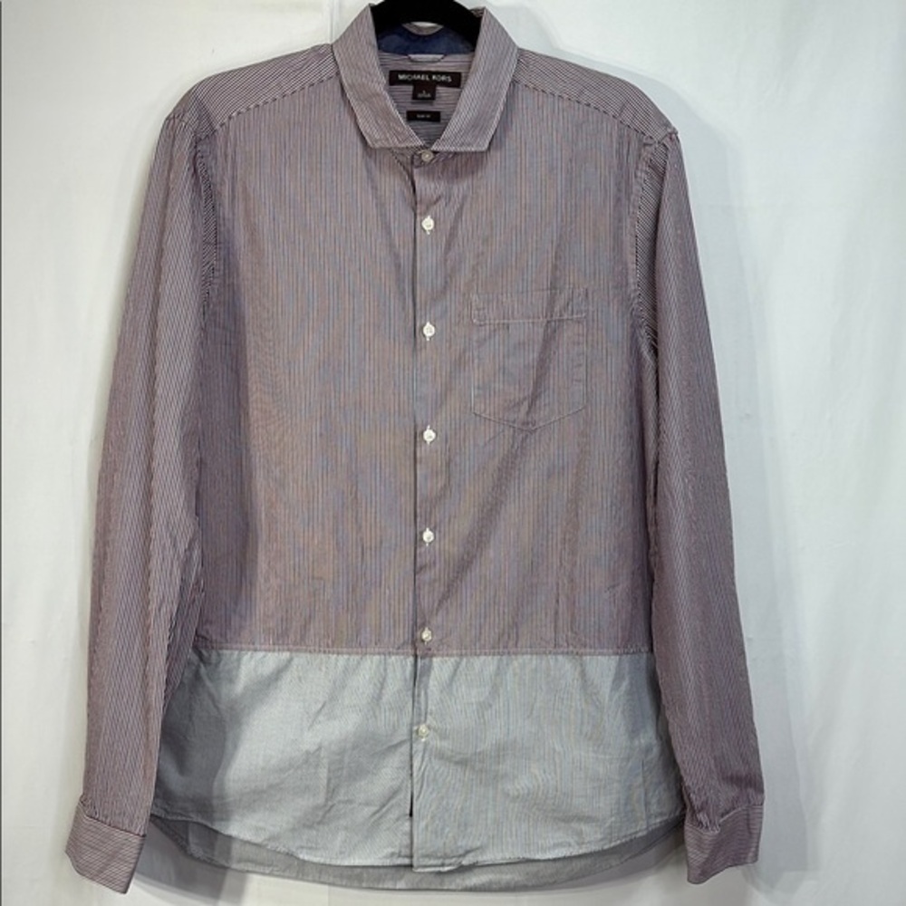 🎹Michael Kors cotton Red white Blue multi directional striped  Shirt